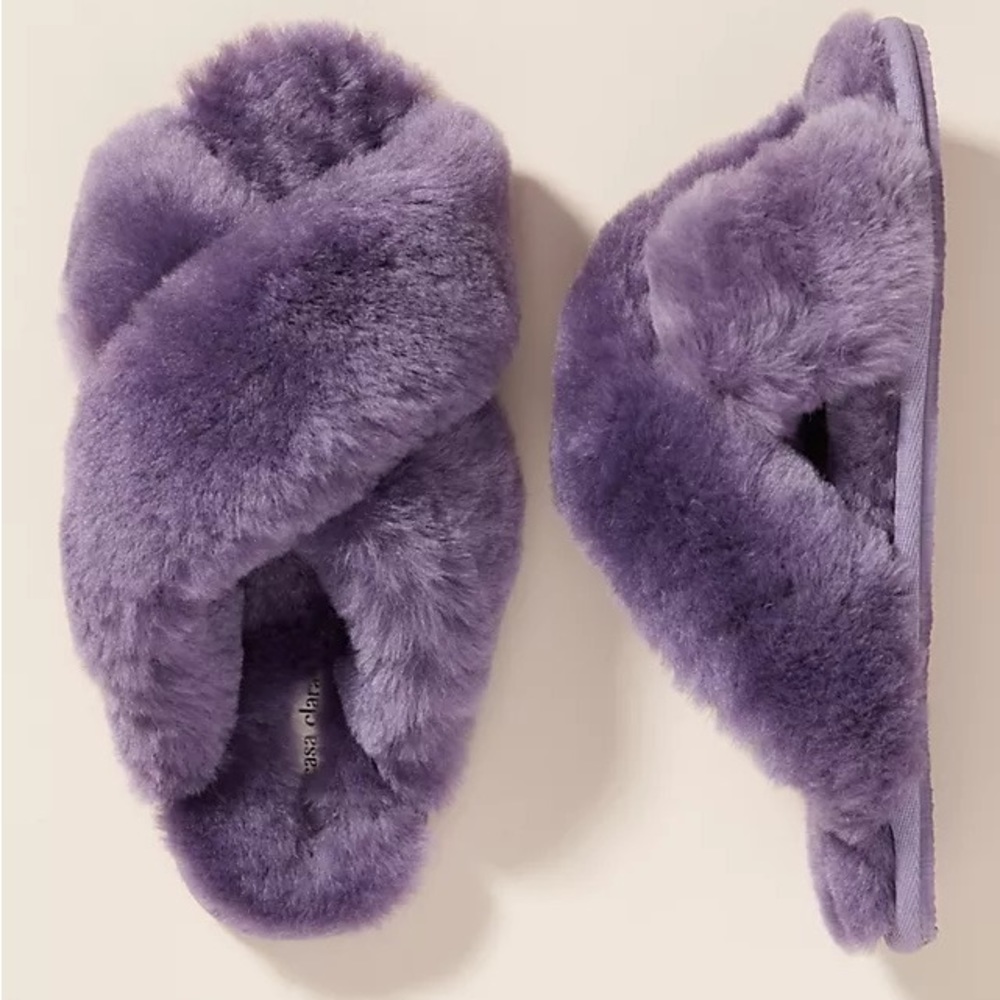 Anthropologie Parker Shearling Slippers Lilac size 40